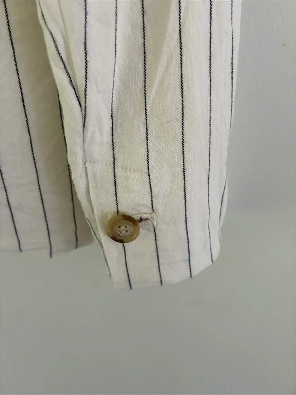 LOFT Cream Blazer with Navy Pinstripes